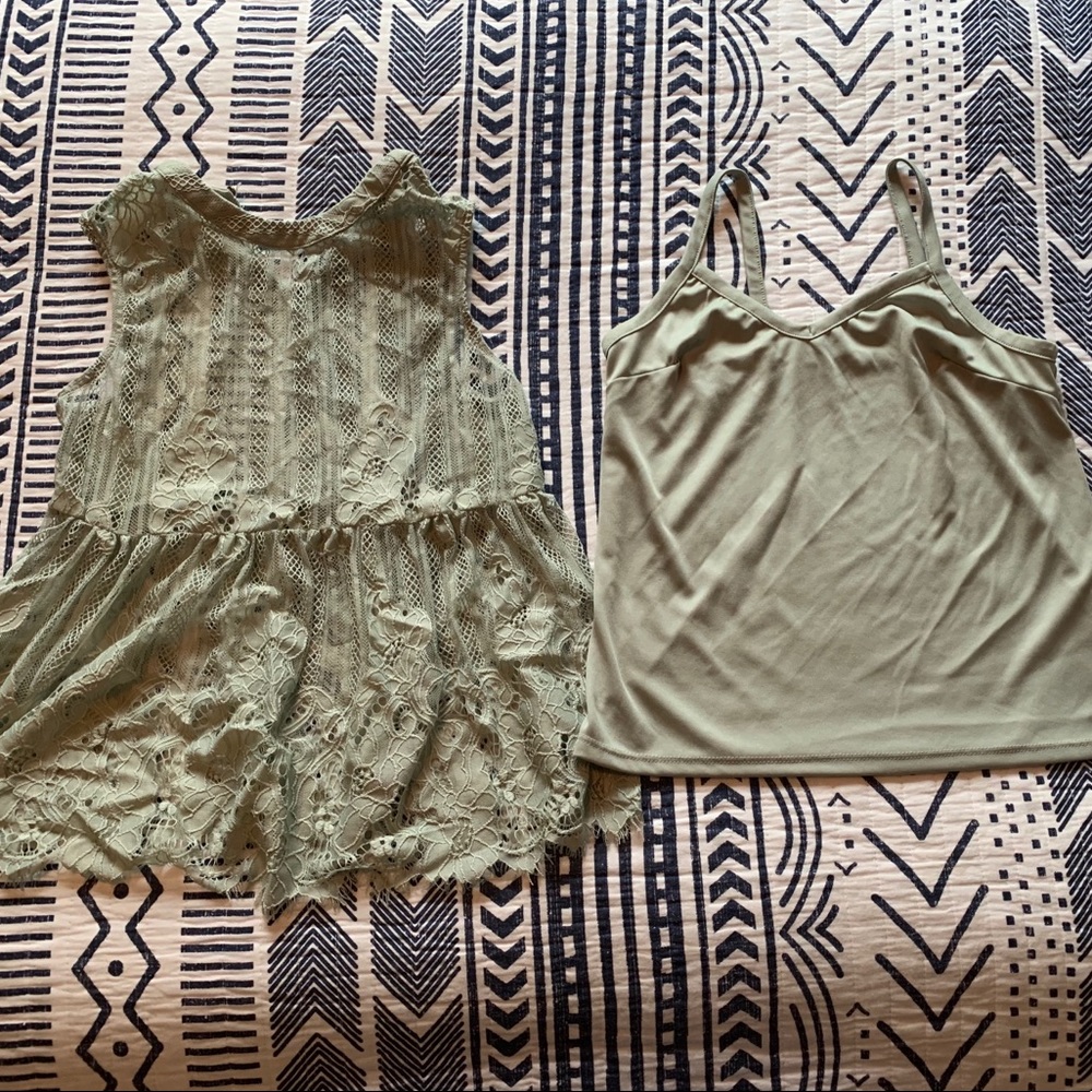 Light Green lace overlay and cami - Size XS